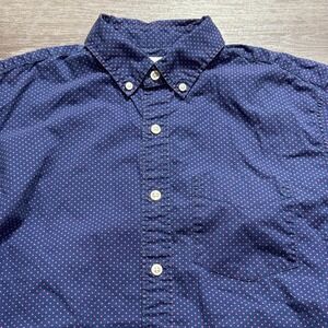 Gap Shirt Mens Medium Blue Red Polkadot Button UP Casual Short Sleeve Adult‎